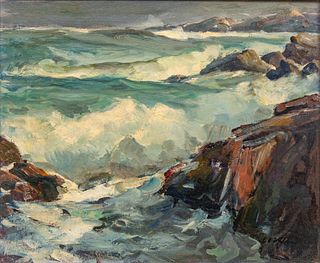 Maria Veronica Liszt (American, 1902-1992) Oil on Canvas, Ca. 1960s, "Massachusetts Coast", H 25" W 30"
