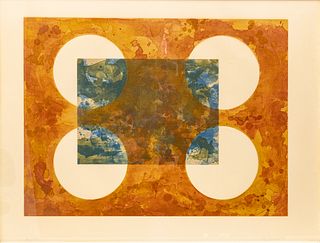 Ronald Davis (American, B. 1937) Lithograph And Screenprint on Arches Paper, 1971, "Four Circle, from Rectangle Series", H 24" W 31.75"