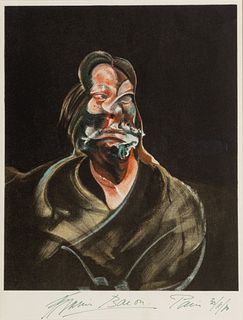 Francis Bacon (British, 1909-1992) Offset Lithograph in Colors, Ca. 1980, "Portrait of Isabel Rawsthorne", H 12.5" W 10.25"