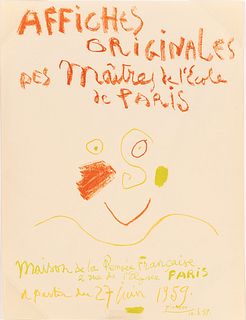 Pablo Picasso (Spanish, 1881-1973) Lithographic Poster 1959, "Maison De La Pensée Française, Paris", H 26" W 19.25"