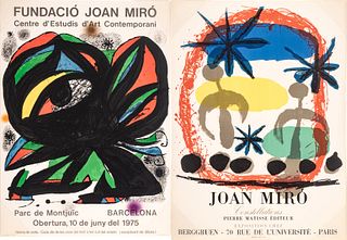 Joan Miro (Spanish, 1893-1893) Lithographic Posters in Colors, 1959; 1975, "Constellations; Fundacio Joan Miro", Group of 2 H 27.5" W 19.75"