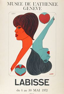 Felix Labisse (French, 1905-82) Offset Lithographic Poster in Colors, 1972, Musée De L'Athenée Geneva, H 30" W 20.5"