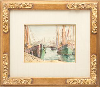 Richard Haley Lever (American, 1876-1958) Watercolor on Paper, "Gloucester", H 8.5" W 11"