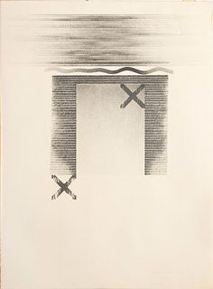 Douglas W. Warner (American, 1930-2012) Graphite And Pencil Drawing on BFK Arches Paper 1974, "Untitled", H 30" W 22"