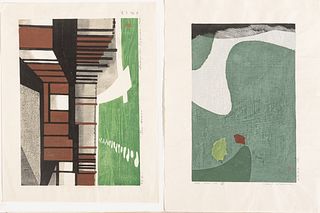 Japanese Woodcuts on Paper, Masaji Yoshida And Sadayuki Takeda, 1958 And 1964, 2 pcs