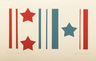 Ray H. French (American) Etching And Embossing on Paper Ca. 1970, "Stars & Stripes", H 10.5" W 19.75"