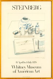 Saul Steinberg (American, 1914-1999) Offset Lithograph on Paper 1978, "Whitney Museum of American Art", H 35.5" W 23.5"