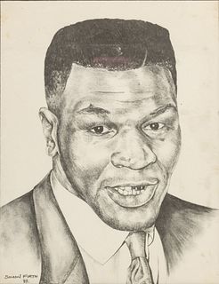 Simon Firth, Drawing on Paper,  1989, Mike Tyson, H 13.5" W 10.5"