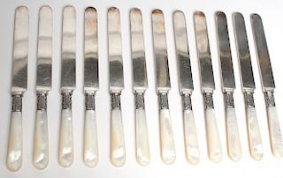 12 Gorham Silver-Plate & Mother of Pearl Knives
