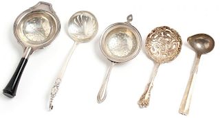 5 Vintage Silver Tea-Related Serving Pieces