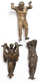 3 Neoclassical Bronze or Gilt Metal Figures