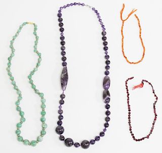 4 Bold Semiprecious Stone Beaded Necklaces