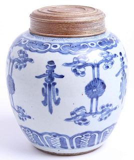 Chinese Porcelain Blue & White Ginger Jar