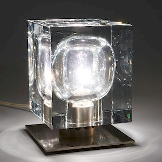 Baccarat crystal and steel lamp by Robert Rigot