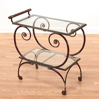 French Moderne wrought iron serving cart
