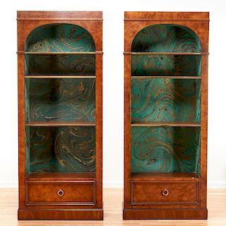 Attractive pair decorator bookcases by Henredon