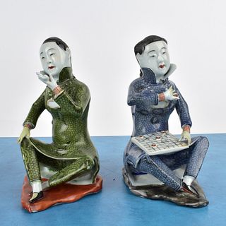 Pair of Antique Chinese Export Figurines