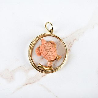 Coral and 14K Pendant