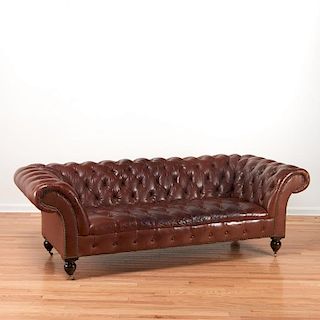 Ralph Lauren brown leather Chesterfield sofa