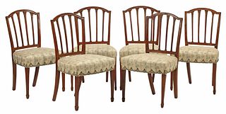 (6) NEOCLASSICAL STYLE UPHOLSTERED DINING CHAIRS