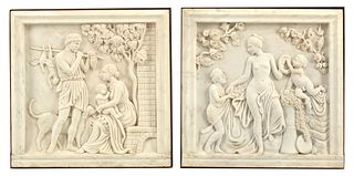 (2) NEOCLASSICAL STYLE MARBLE BAS-RELIEF PANELS