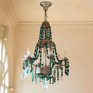 M. Paignant nickeled bronze Art Deco chandelier