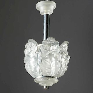Lalique glass "Chene" chandelier