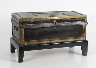 Chinese Export Painted Leather and Camphorwood Chest