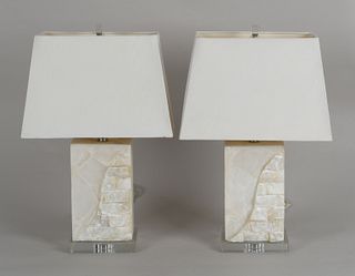 Pair of Quartz and Lucite Table Lamps