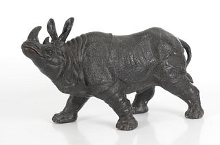 Patinated Bronze Model of a Rhinoceros