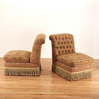Pair Turkish Revival style armless chairs