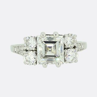 Art Deco 2.14 Carat Carre Cut Diamond Ring