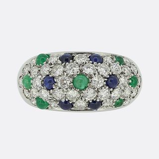 Cartier Cabochon Sapphire Emerald and Diamond Ring