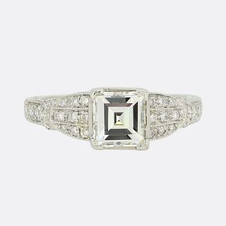 Art Deco Carre Cut Diamond Ring