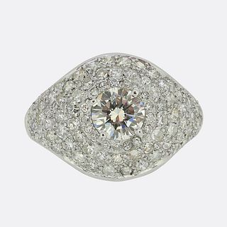 Vintage 0.90 Carat Diamond Bombe Ring