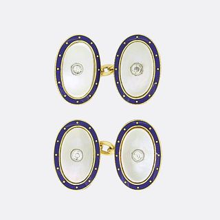 Mother Of Pearl and Diamond Cufflinks