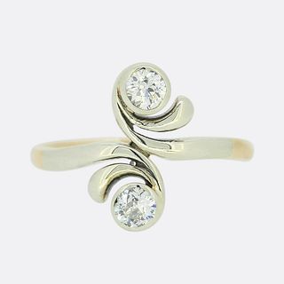 Vintage Two Stone Diamond Crossover Ring
