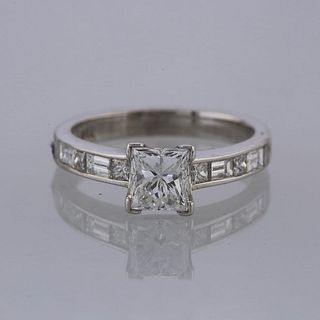 0.90 Carat Princess Cut Diamond Engagement Ring
