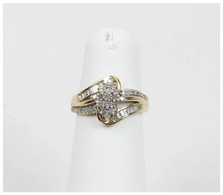 Vintage Cluster Bypass Diamonds 10K Yellow Gold Ring