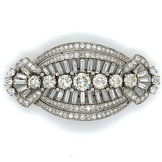Art Deco Platinum 11.20 Ct. Diamond Brooch