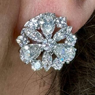 1960â€™s Platinum 8.15 Ct. Diamond Earrings