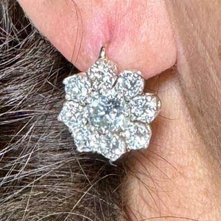 18K & Silver 6.08 Ct. Diamond Earrings