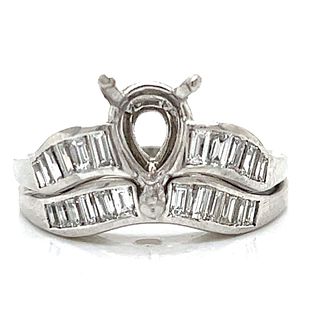 Art Deco Platinum Diamond Ring Set
