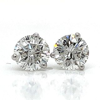 14K White Gold 3.02 Ct. Diamond Stud Earrings