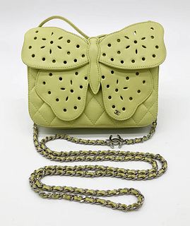 Chanel Lime Green Butterfly Classic Flap Bag