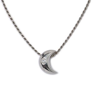 18k Italian Diamond Moon Necklace