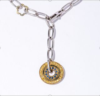 18K YELLOW & WHITE  SAPPHIRE NECKLACE