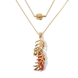 18K YELLOW GOLD CORAL NECKLACE