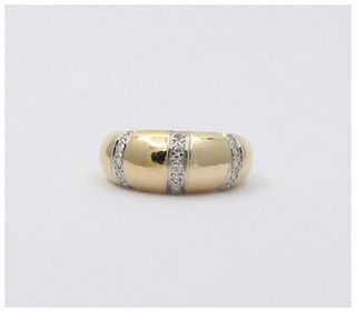 Vintage Convex Diamonds Yellow White Gold Band Ring