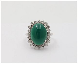 Vintage Statement Cocktail Diamonds Green Stone Ring